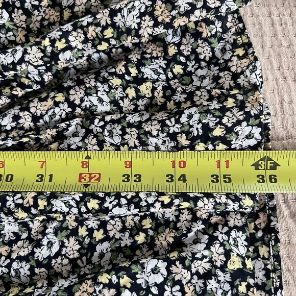 Uniqlo Dress Womens Large Black Floral Puff Sleeve Square Neck Tiered Pockets - Picture 12 of 12